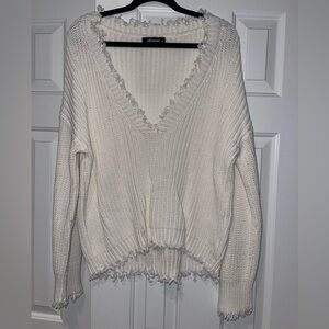 Olivaceous Distressed Sweater